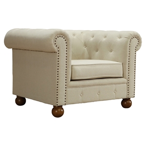 Winston Sofa Chair - Beige Linen Fabric 