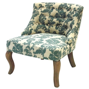 Ikat Fabric Accent Chair with Button Tufts 