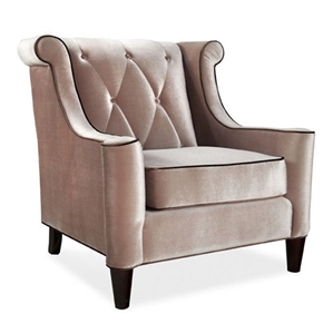 Barrister Velvet Fabric Armchair with Button Tufting 