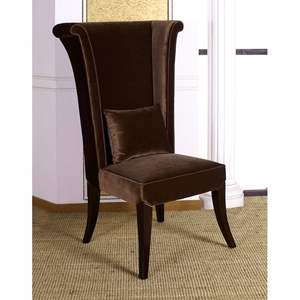 Mad Hatter Dining Chair in Deep Brown Velvet Fabric 