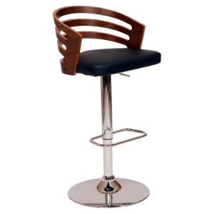 Adele Adjustable Swivel Barstool - Black Seat, Chrome Base 