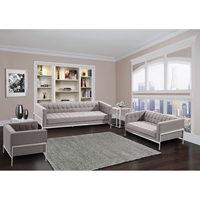 Andre Contemporary Sofa Set - Gray Tweed