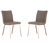 Cafe Dining Chair - Gray, Walnut Back, Brushed Stainless Steel (Set of 2)