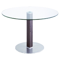 Cafe Dining Table - Clear Glass, Brushed Stainless Steel