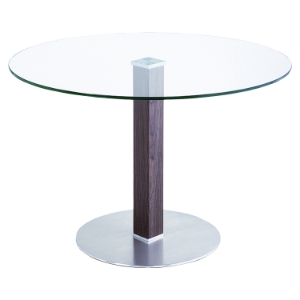 Cafe Dining Table - Clear Glass, Brushed Stainless Steel 