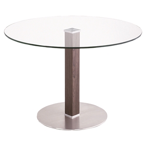 Cafe Dining Table - Clear Glass, Brushed Stainless Steel 