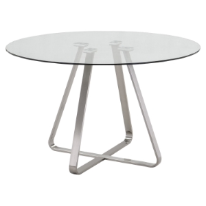 Cameo Modern Dining Table - Glass Top, Stainless Steel 