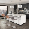 Cafe Adjustable Barstool - Gray, Walnut Back, Brushed Stainless Steel - AL-LCCASWBAGRB201