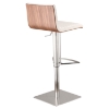 Cafe Adjustable Barstool - White, Walnut Back, Brushed Stainless Steel - AL-LCCASWBAWHB201