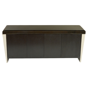 Chow Contemporary Buffet Table - Stainless Steel, Black Marble Top 