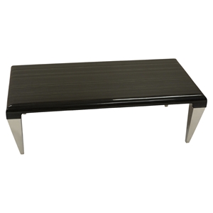 Chow Contemporary Coffee Table - Stainless Steel, Black Marble Top 