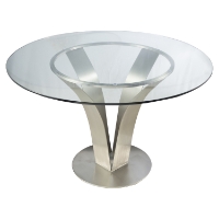 Cleo Contemporary Dining Table - Glass Top, Pedestal