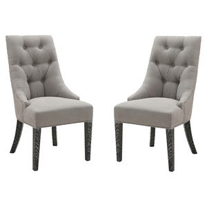 Centennial Linen Fabric Dining Chair - Tufted, Nailhead (Set of 2) 