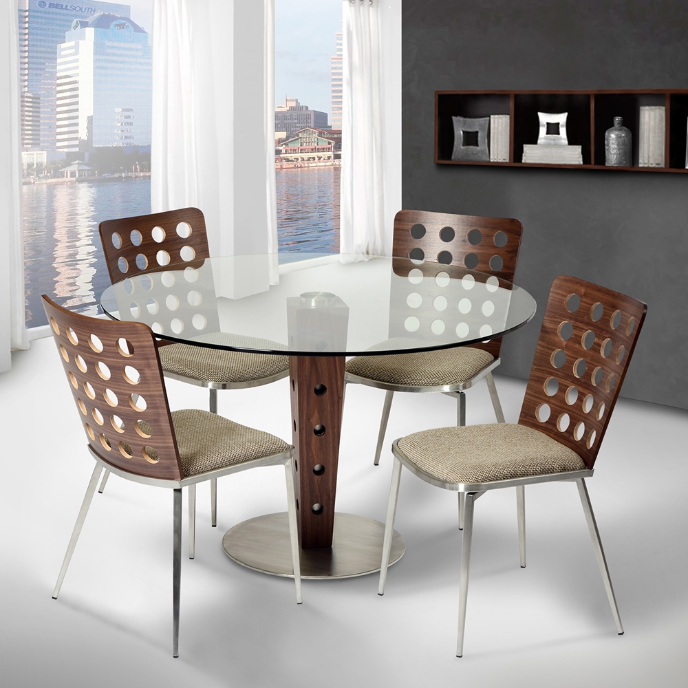 Elton Modern Dining Table - Glass Top, Stainless Steel Base | DCG Stores