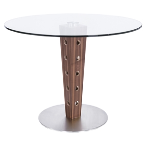 Elton Modern Dining Table - Glass Top, Stainless Steel Base 