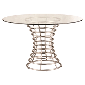 Ibiza Dining Table - Clear Glass Top, Brushed Stainless Steel 