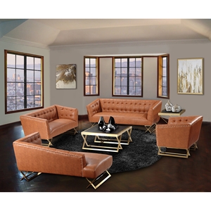 Jasper Modern Sofa Set - Gold Matte, Chestnut 