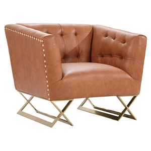 Jasper Modern Chair - Gold Matte, Chestnut 
