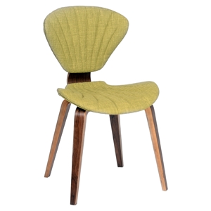 Lisa Modern Chair - Green Fabric, Walnut Wood 