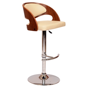 Malibu Swivel Barstool - Walnut Veneer, Cream Seat, Chrome Base 