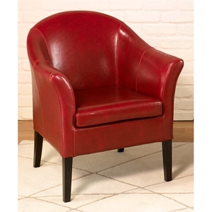 Clementine Red Leather Club Chair 