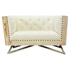 Regis Chair - Tufted, Cream Fabric, Pine Frame, Gunmetal Legs - AL-LCRE1CR