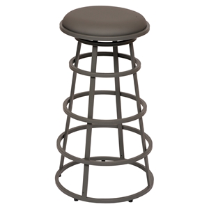 Ringo 30" Metal Barstool - Backless, Gray Seat, Brushed Stainless Steel 