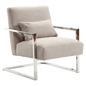 Skyline Modern Accent Chair - Gray Linen, Steel Frame 