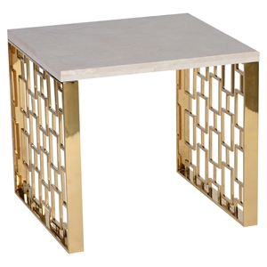 Skyline End Table - White Top, Gold Metal Base 