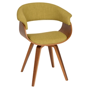 Summer Modern Chair - Green Fabric, Walnut Wood 