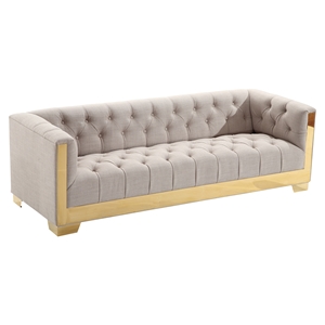 Zinc Contemporary Sofa - Taupe Tweed, Shiny Gold 
