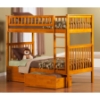 Woodland Twin over Twin Bunk Bed - 2 Flat Panel Bed Drawers - ATL-AB5611
