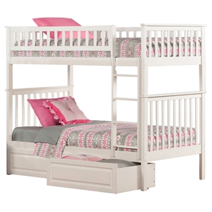 Woodland Twin over Twin Bunk Bed - 2 Raised Panel Bed Drawers 