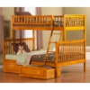 Woodland Twin over Full Bunk Bed - 2 Raised Panel Bed Drawers - ATL-AB5622