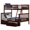 Woodland Twin over Full Bunk Bed - 2 Raised Panel Bed Drawers - ATL-AB5622