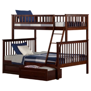 Woodland Twin over Full Bunk Bed - 2 Raised Panel Bed Drawers 
