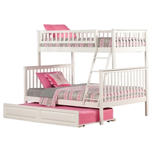 Woodland Twin over Full Bunk Bed - Raised Panel Trundle Bed 