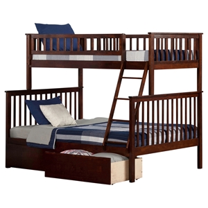 Woodland Twin over Full Bunk Bed - 2 Urban Bed Drawers 
