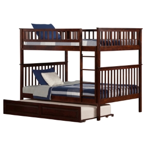 Woodland Full over Full Bunk Bed - Raised Panel Trundle Bed 