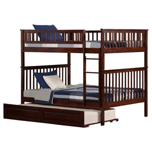 Woodland Full over Full Bunk Bed - Raised Panel Trundle Bed 
