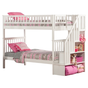 Woodland Twin over Twin Bunk Bed - Staircase 