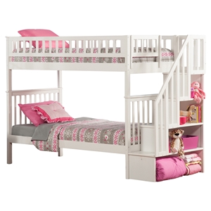 Woodland Twin over Twin Bunk Bed - Staircase 