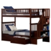 Woodland Twin over Twin Bunk Bed - Staircase, 2 Flat Panel Bed Drawers - ATL-AB5661