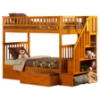 Woodland Twin over Twin Bunk Bed - Staircase, 2 Flat Panel Bed Drawers - ATL-AB5661