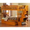Woodland Twin over Twin Bunk Bed - Staircase, 2 Flat Panel Bed Drawers - ATL-AB5661