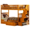 Woodland Twin over Twin Bunk Bed - Staircase, 2 Raised Panel Bed Drawers - ATL-AB5662