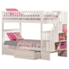 Woodland Twin over Twin Bunk Bed - Staircase, 2 Raised Panel Bed Drawers - ATL-AB5662
