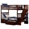 Woodland Twin over Twin Bunk Bed - Staircase, 2 Raised Panel Bed Drawers - ATL-AB5662