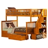 Woodland Twin over Full Bunk Bed - Staircase, 2 Flat Panel Bed Drawers - ATL-AB5671