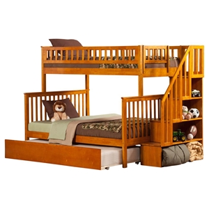 Woodland Twin over Full Bunk Bed - Staircase, Urban Trundle Bed 